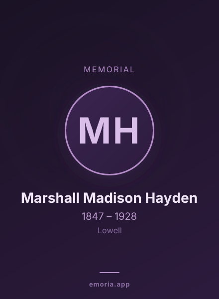 Memorial portrait of Marshall Madison Hayden