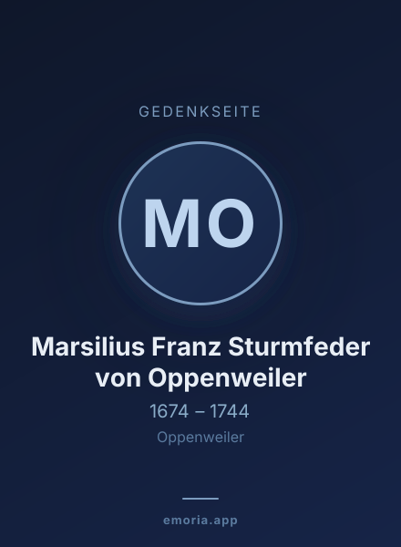 Gedenkportrait von Marsilius Franz Sturmfeder von Oppenweiler
