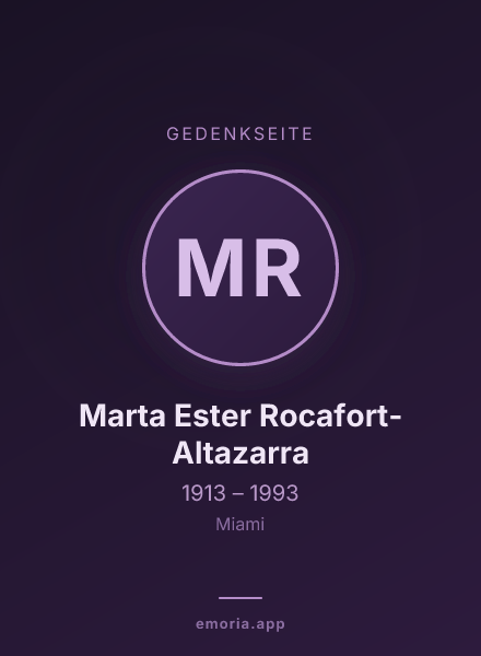 Gedenkportrait von Marta Ester Rocafort-Altazarra