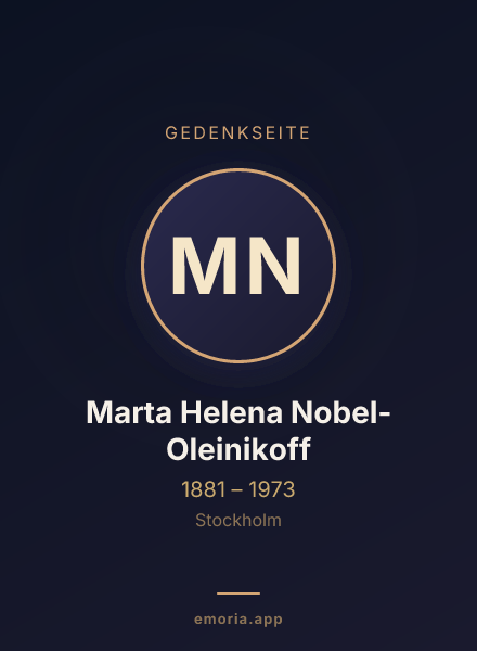 Gedenkportrait von Marta Helena Nobel-Oleinikoff
