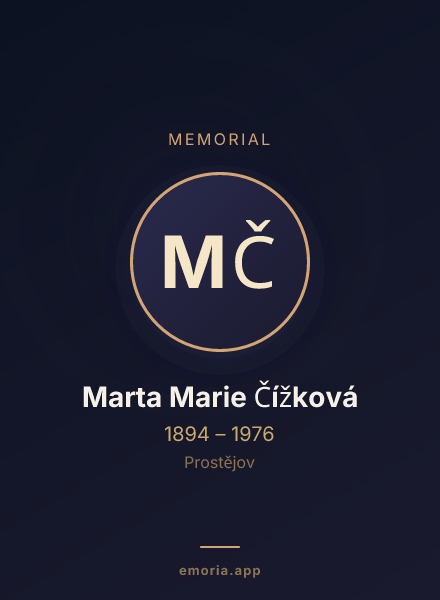 Memorial portrait of Marta Marie Čížková