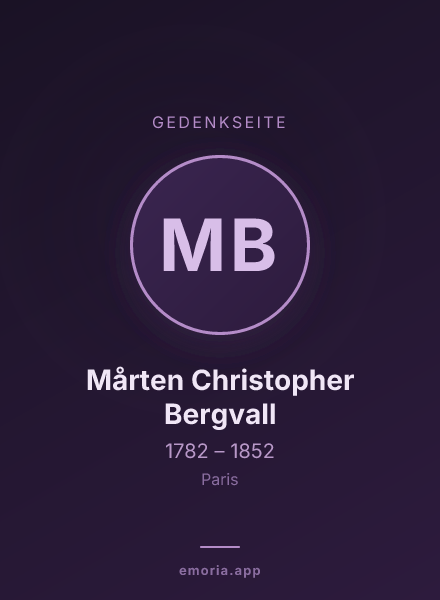 Gedenkportrait von Mårten Christopher Bergvall