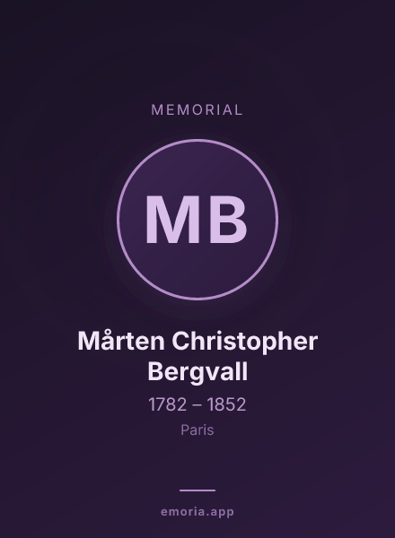 Memorial portrait of Mårten Christopher Bergvall