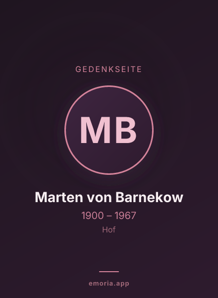 Gedenkportrait von Marten von Barnekow