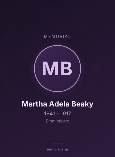 Memorial portrait of Martha Adela Beaky