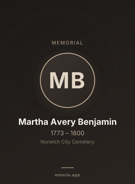 Memorial portrait of Martha Avery Benjamin