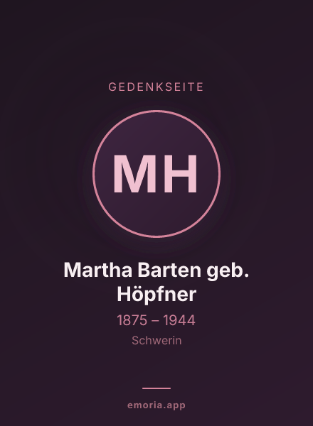Gedenkportrait von Martha Barten geb. Höpfner