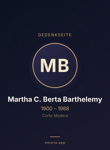 Gedenkportrait von Martha C. Berta Barthelemy