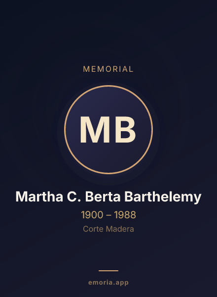 Memorial portrait of Martha C. Berta Barthelemy