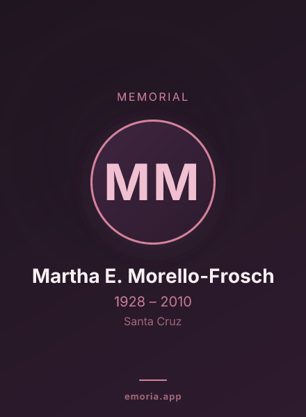 Memorial portrait of Martha E. Morello-Frosch