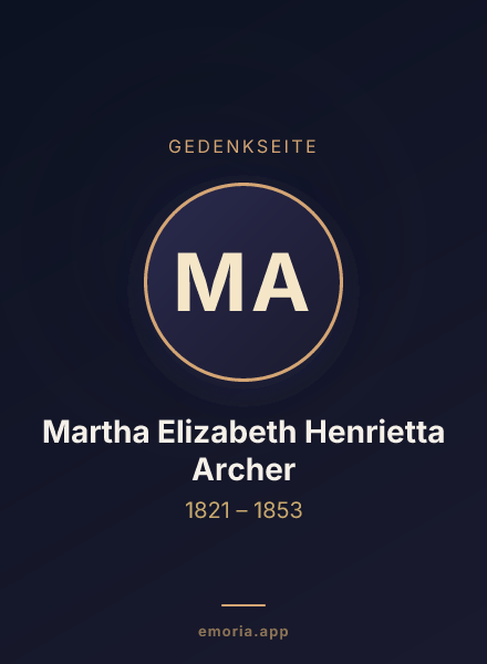 Gedenkportrait von Martha Elizabeth Henrietta Archer