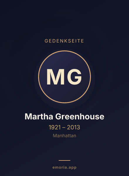 Gedenkportrait von Martha Greenhouse