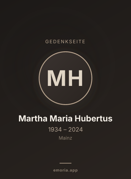Gedenkportrait von Martha Maria Hubertus