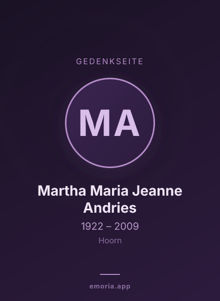Gedenkportrait von Martha Maria Jeanne Andries