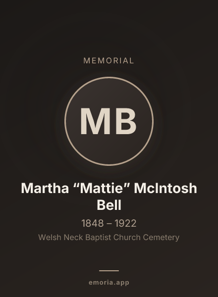 Memorial portrait of Martha “Mattie” McIntosh Bell