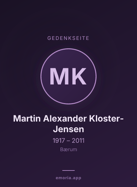 Gedenkportrait von Martin Alexander Kloster-Jensen