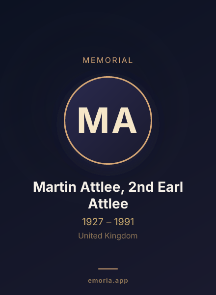 Memorial portrait of Martin Attlee, 2nd Earl Attlee