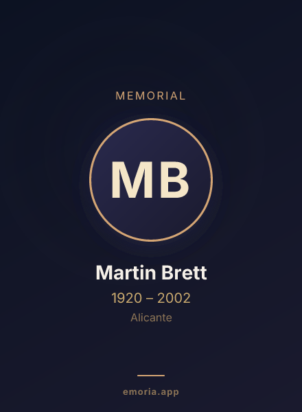 Memorial portrait of Martin Brett