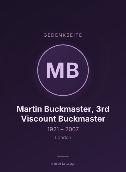 Gedenkportrait von Martin Buckmaster, 3rd Viscount Buckmaster