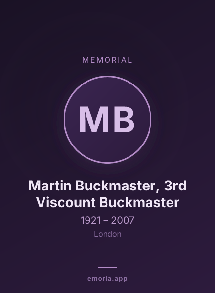 Memorial portrait of Martin Buckmaster, 3rd Viscount Buckmaster