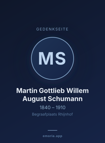 Gedenkportrait von Martin Gottlieb Willem August Schumann