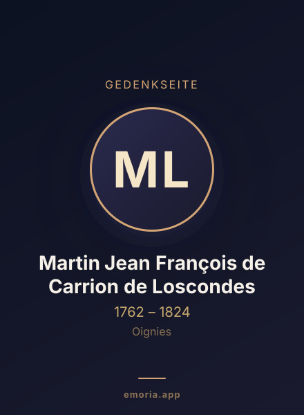 Gedenkportrait von Martin Jean François de Carrion de Loscondes