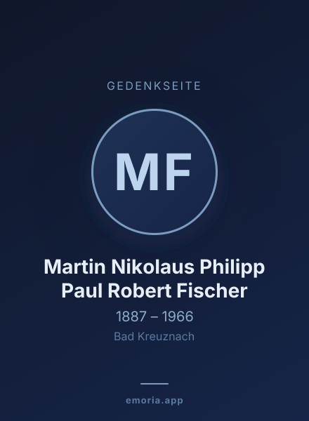 Gedenkportrait von Martin Nikolaus Philipp Paul Robert Fischer
