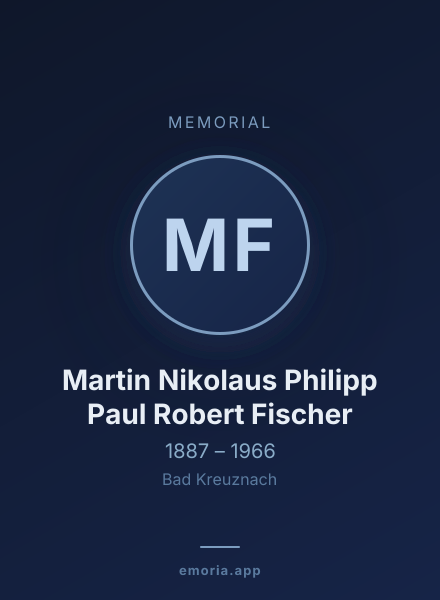 Memorial portrait of Martin Nikolaus Philipp Paul Robert Fischer