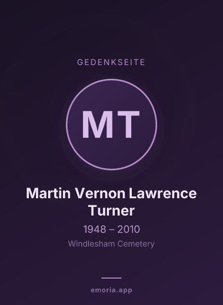 Gedenkportrait von Martin Vernon Lawrence Turner