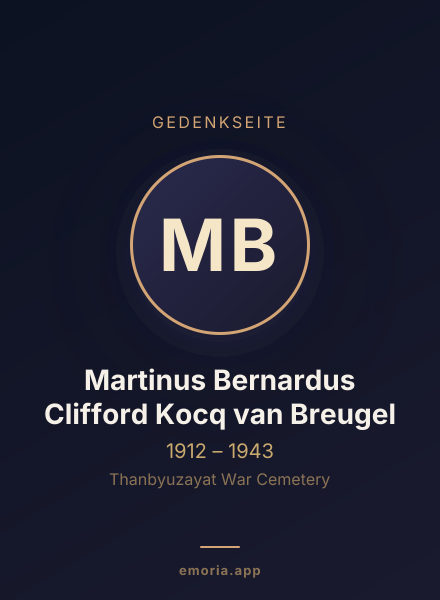 Gedenkportrait von Martinus Bernardus Clifford Kocq van Breugel