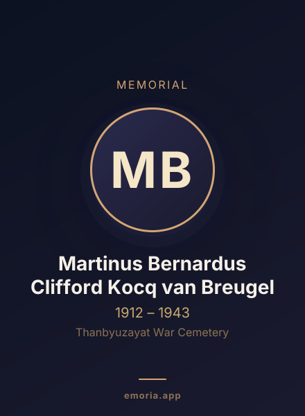 Memorial portrait of Martinus Bernardus Clifford Kocq van Breugel