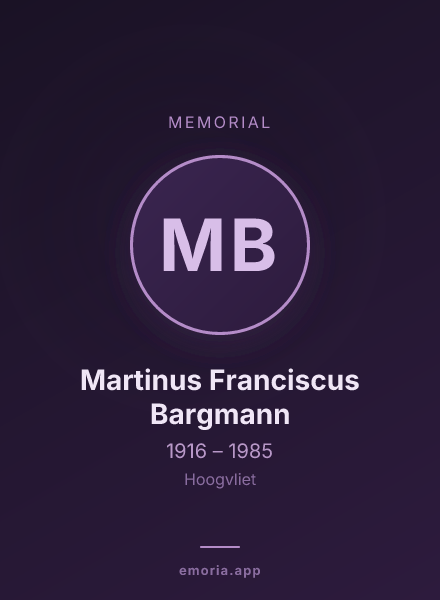 Memorial portrait of Martinus Franciscus Bargmann
