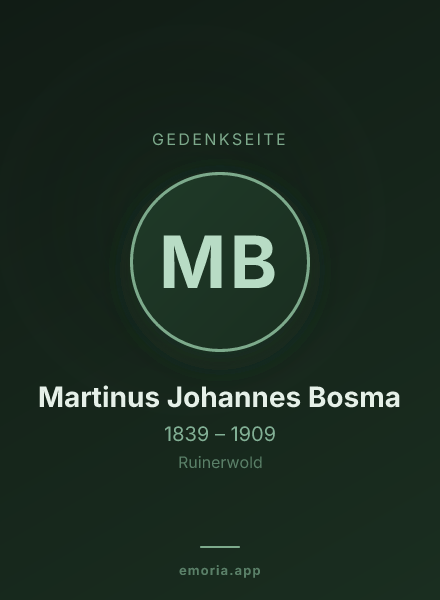 Gedenkportrait von Martinus Johannes Bosma