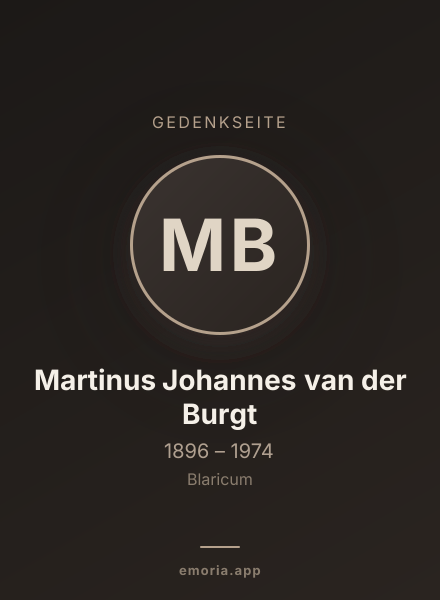 Gedenkportrait von Martinus Johannes van der Burgt
