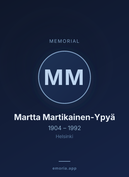 Memorial portrait of Martta Martikainen-Ypyä