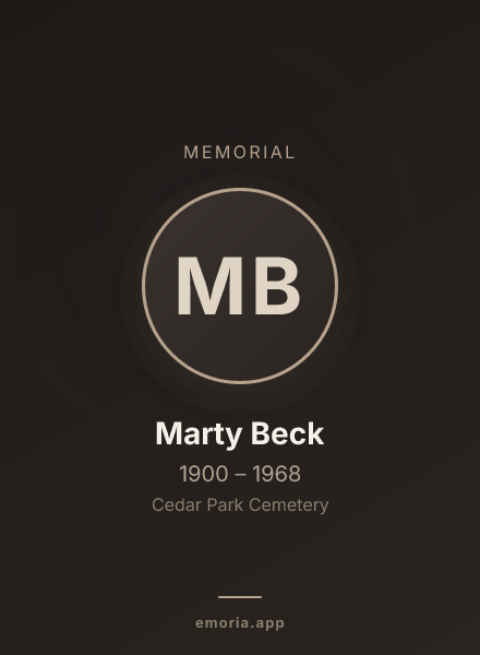 Memorial portrait of Marty Beck