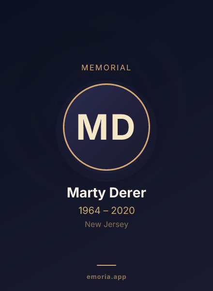 Memorial portrait of Marty Derer