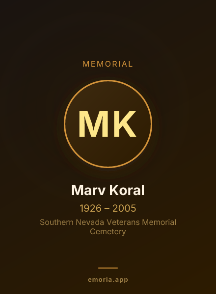 Memorial portrait of Marv Koral