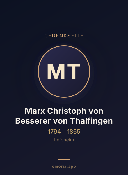 Gedenkportrait von Marx Christoph von Besserer von Thalfingen