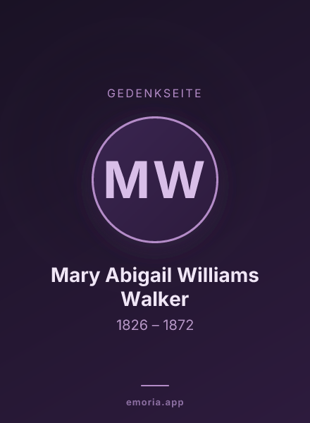 Gedenkportrait von Mary Abigail Williams Walker