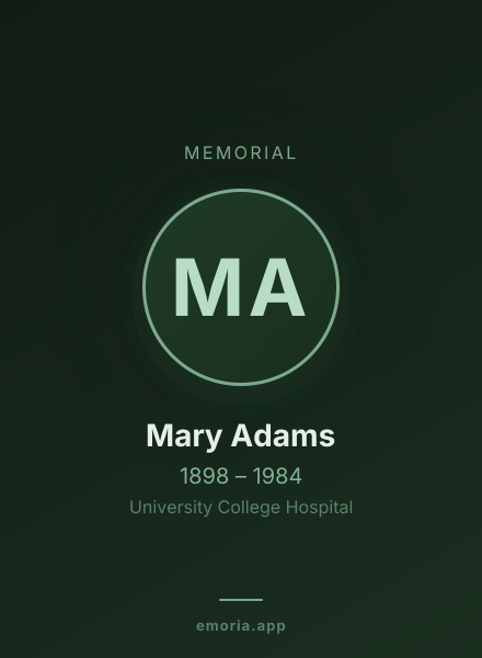 Memorial portrait of Mary Adams