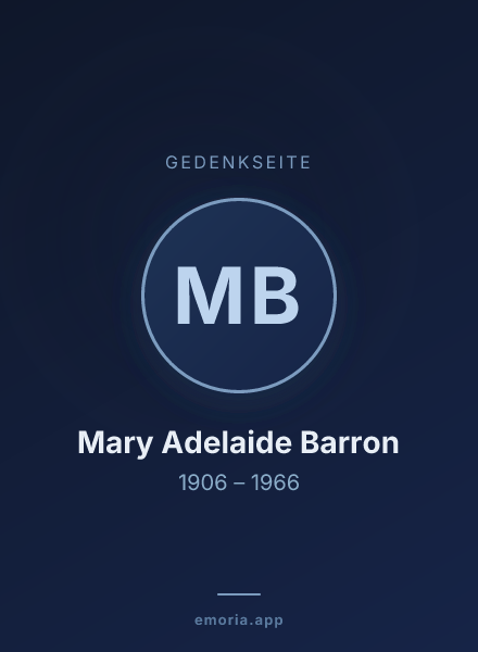 Gedenkportrait von Mary Adelaide Barron