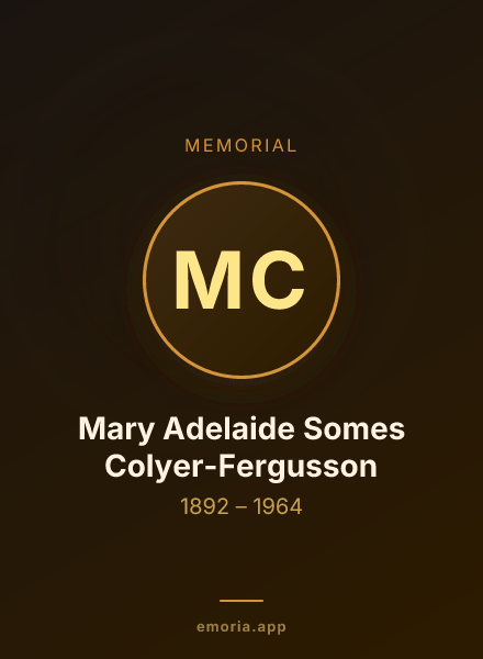 Memorial portrait of Mary Adelaide Somes Colyer-Fergusson