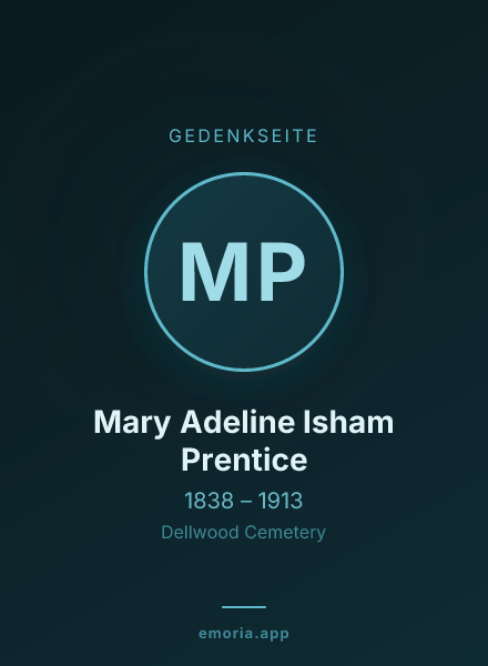 Gedenkportrait von Mary Adeline Isham Prentice