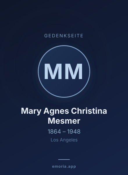 Gedenkportrait von Mary Agnes Christina Mesmer