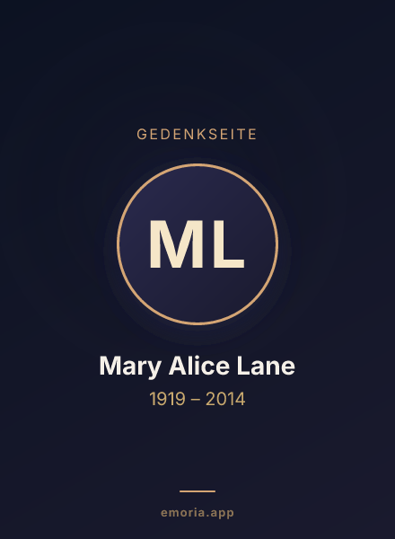 Gedenkportrait von Mary Alice Lane