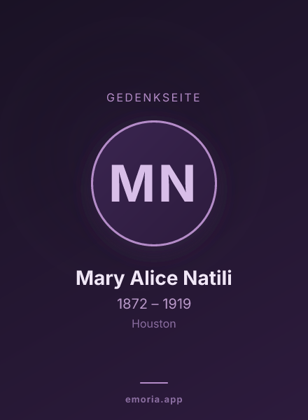 Gedenkportrait von Mary Alice Natili