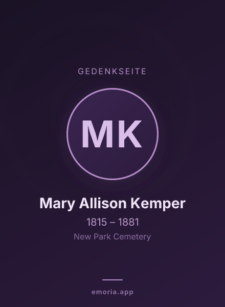 Gedenkportrait von Mary Allison Kemper