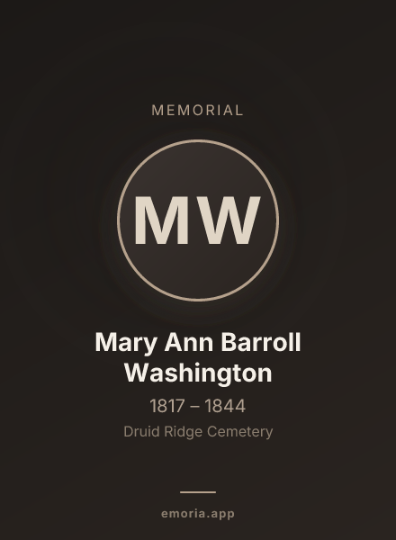 Memorial portrait of Mary Ann Barroll Washington