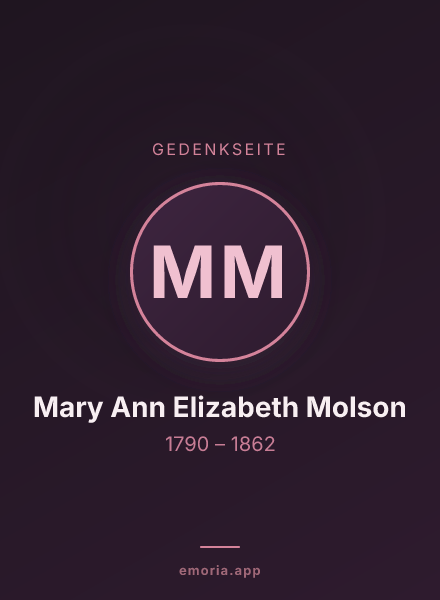 Gedenkportrait von Mary Ann Elizabeth Molson
